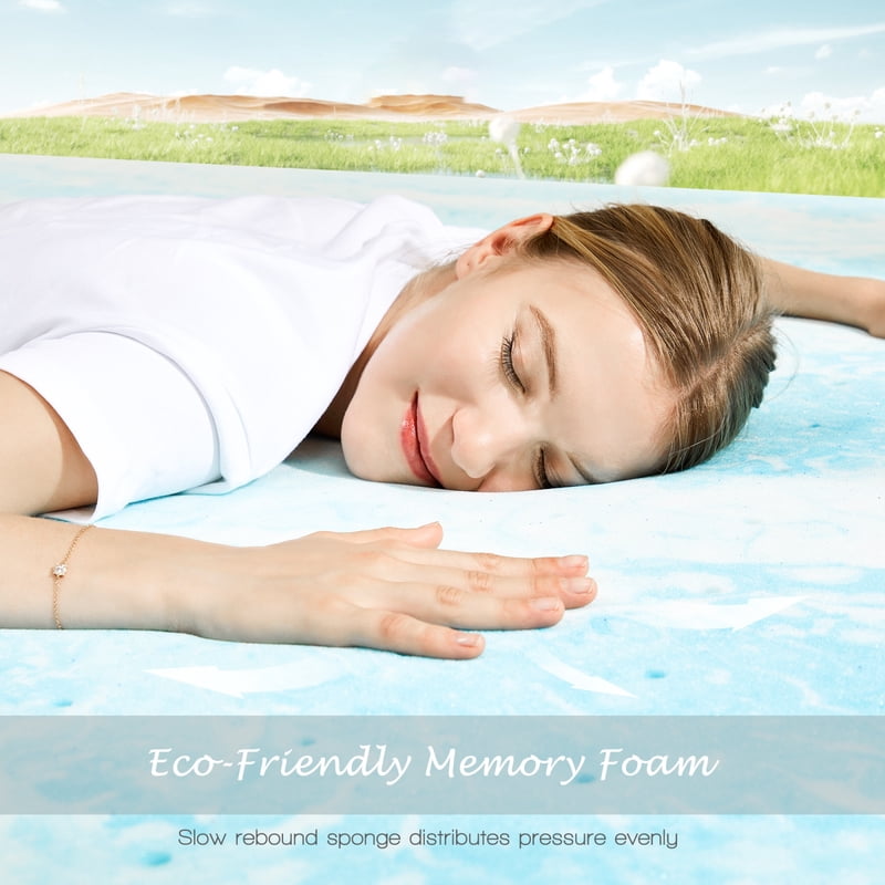 Twin-XL Gel Infused Memory Foam Mattress Topper 4 Inch Cooling Pressure Relief Blue
