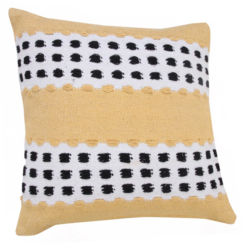 Ox Bay 20x20 Hand-Woven Organic Cotton Pillow Cover - Yellow & Black Stripe