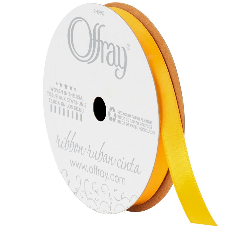 (4 Pack) Offray Yellow Gold Satin Ribbon - 3/8 inch, 18 Feet, Craft & Sewing