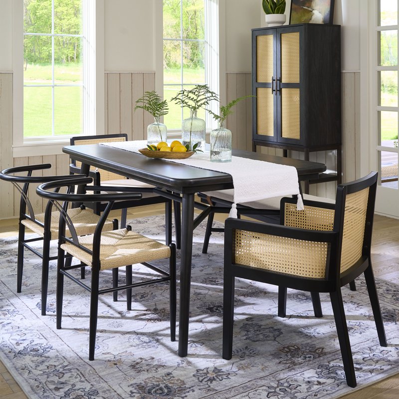 Scandinavian Charcoal Dining Table - Seats 6, Modern Design