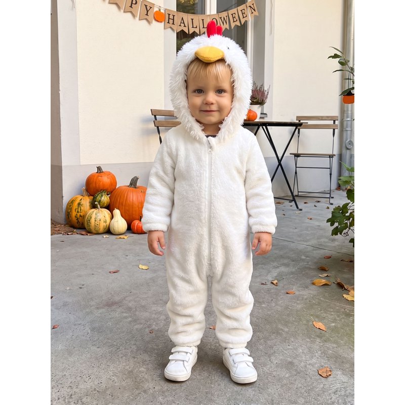 Toddler Baby Girl Boy Halloween Chick Costume Cosplay Jumpsuit - White, 12-18 Months
