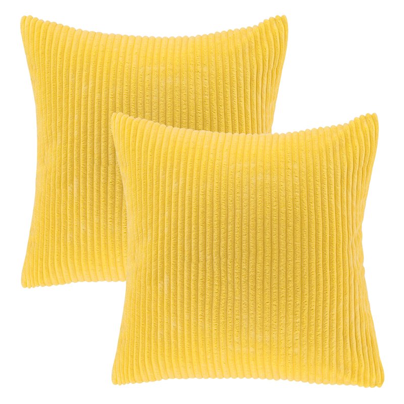 18-Inch Yellow Corduroy Velvet Square Throw Pillow Set of 2