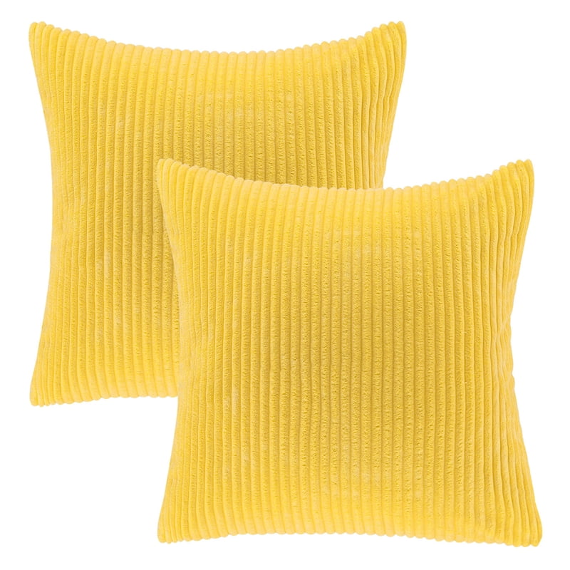 Fluffy Corduroy Velvet Square Decorative Throw Pillow Set - 20x20 Yellow - 2 Pack