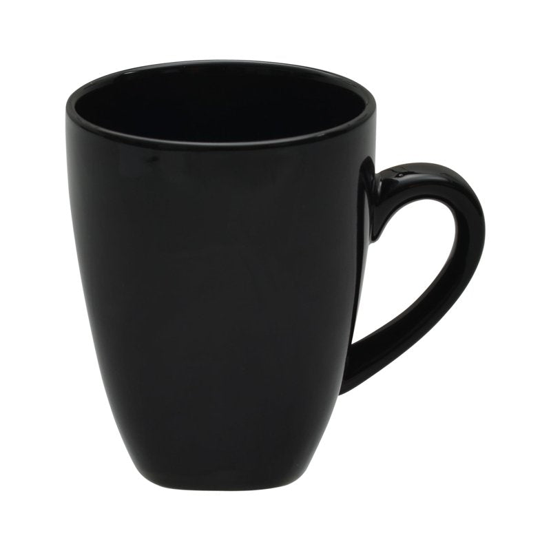 16-Piece Stoneware Dinnerware Set - Black Square Plates & Mugs