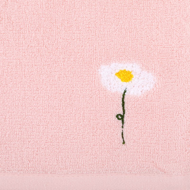 Pink Floral Cotton Hand Towels Set - Embroidered Decorative Bathroom Towels, 13x30 Inches, 1 Piece