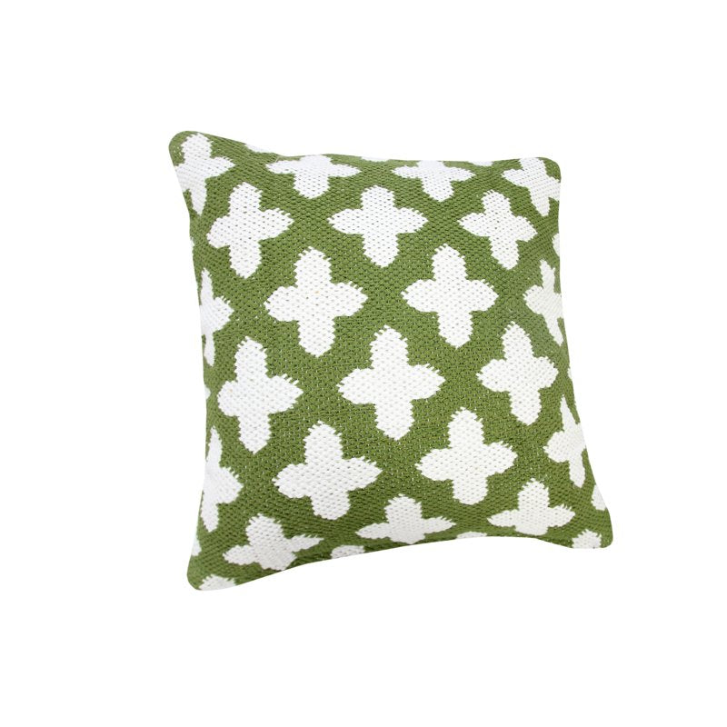 Geometric Throw Pillow Cover - Green & White, 20x20 Inches, Variation of White
