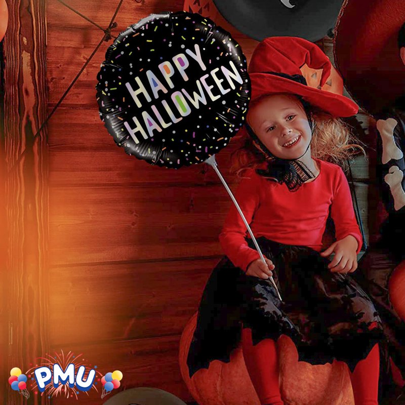PMU Halloween "Happy Halloween" Sprinkle 18in Mylar-Foil Balloon (25/pkg) Pkg/1
