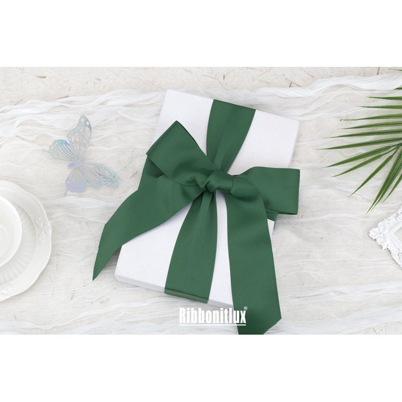 Grosgrain Ribbon 4 Inch x 25 Yards - Solid Forest Green Craft Ribbon - Variation of THIS listing
