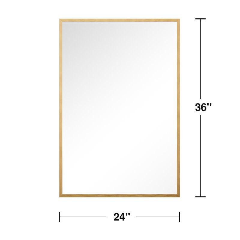 Rectangular Aluminum Alloy Wall Mirror Set - 36x24in Gold Frame, Modern Design