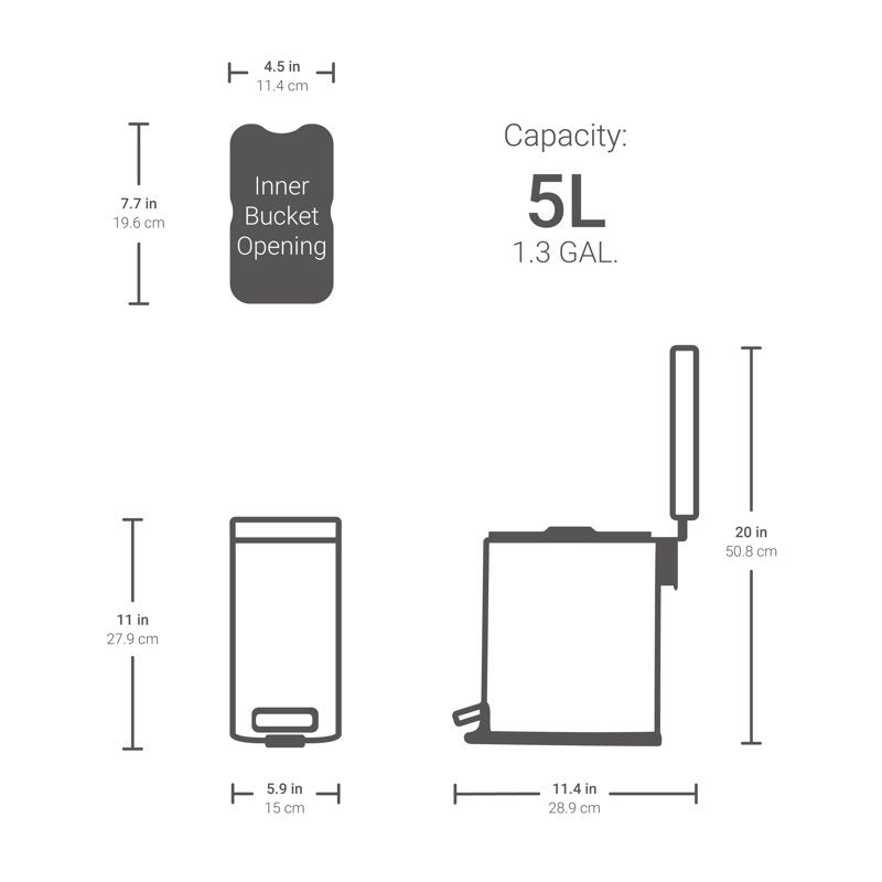 Stainless Steel Slim Step-On Trash Can Twin Pack - 1.3 Gallon