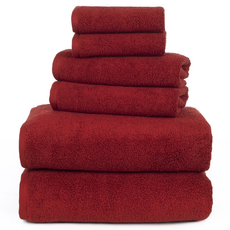 Lavish Home Burgundy 6-Piece Cotton Bath Towel Set - Soft & Absorbent