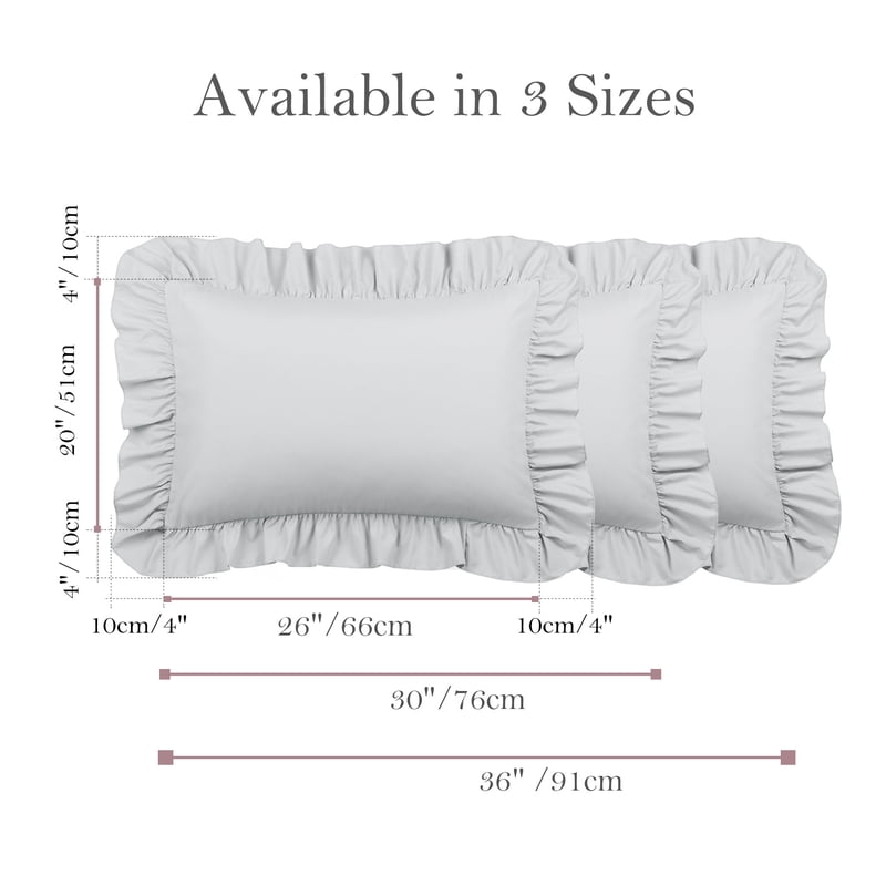 King Microfiber Ruffle Envelope Closure Pillowcases 2 Pcs Light Gray