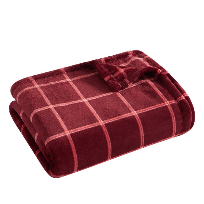 Mainstays Plush Throw Blanket - Red Plaid, 50 x 60 Inches, Cozy & Reversible