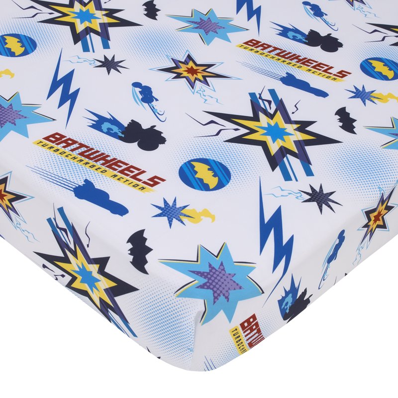 Warner Brothers Batwheels Toddler Bed Set with Bonus Tote Bag - Blue & Red