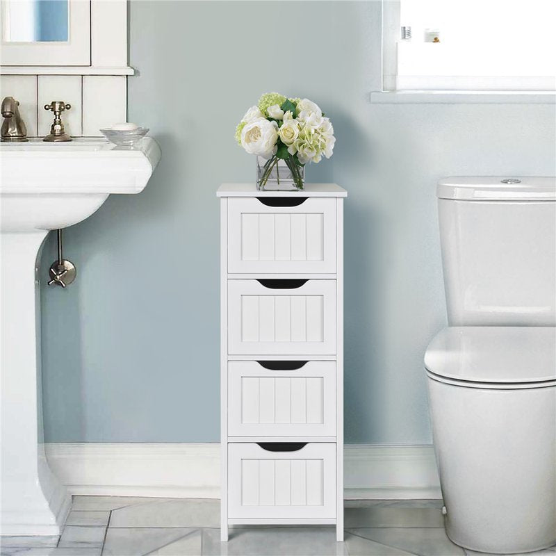 Renwick Wooden Bathroom Storage Cabinet with 4 Drawers - White - Variation