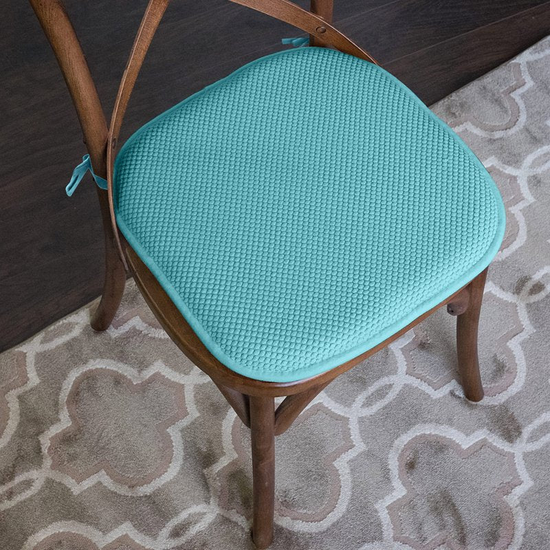Memory Foam Non-Slip Chair Cushion Pad with Ties - 12-Pack, Teal