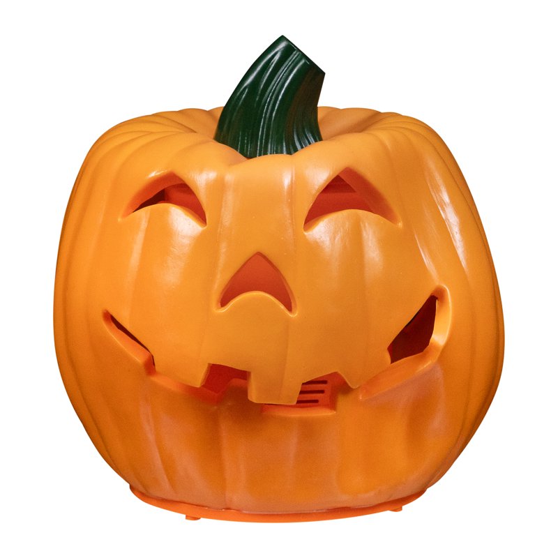 Animated Double-Sided Halloween Jack-O-Lantern with LED Lights and Spooky Sounds - Orange/Green