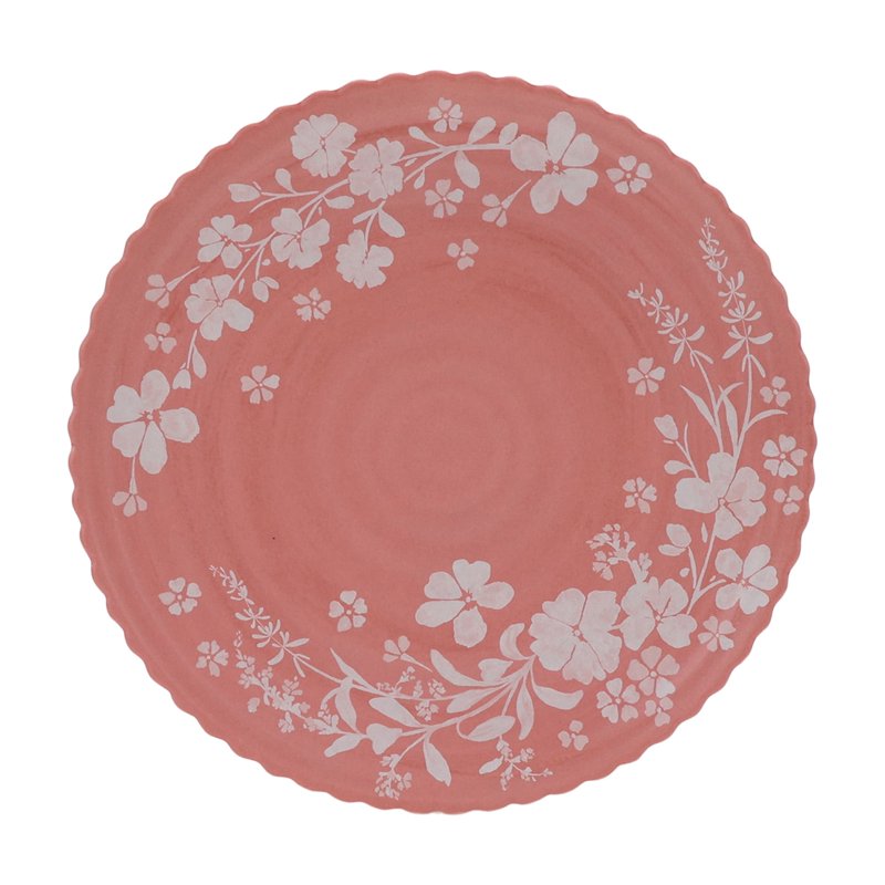 12-Piece Bamboo Melamine Dinnerware Set - Pink Daisy Design