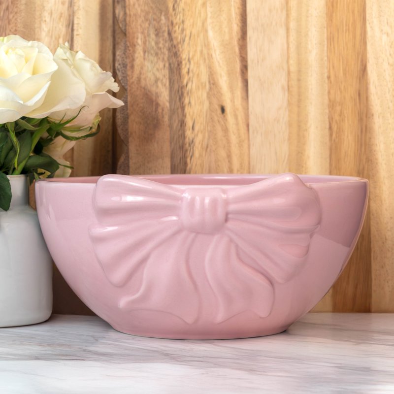 Pink Ceramic Bow Serving Bowl – Romantic Earthenware Design