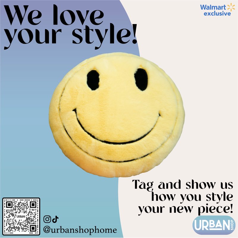 Smiley Decorative Pillow - 18 Inch Bright Cheerful Cushion, Kids & Adults Variation 1