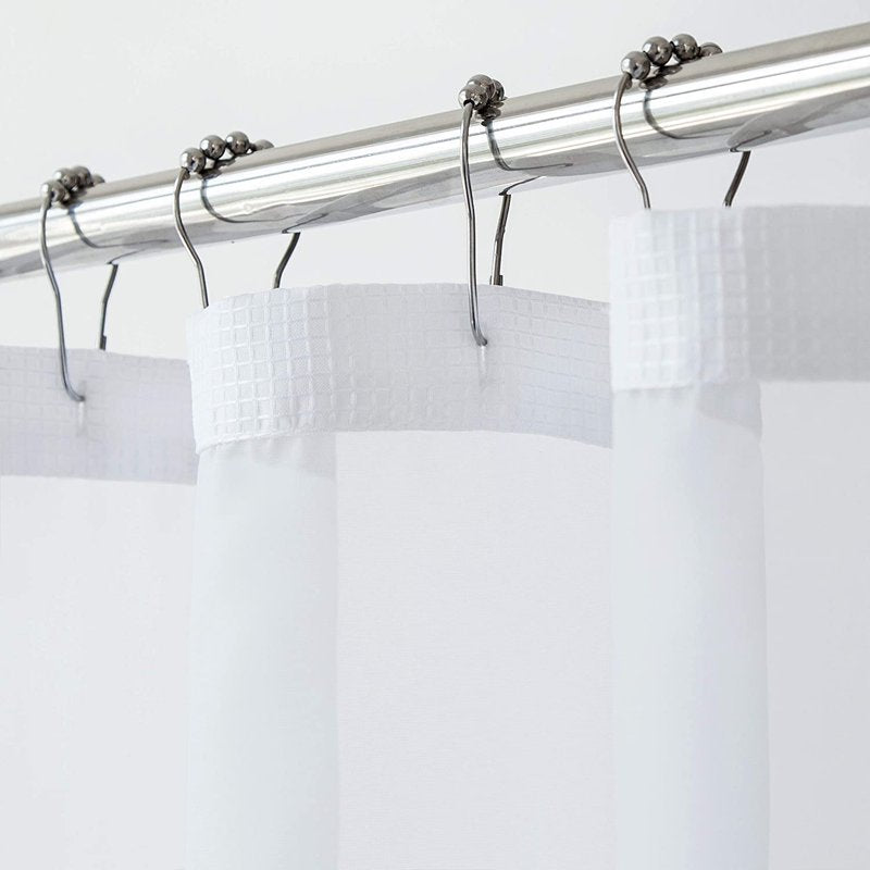 White 2-in-1 Waffle Weave Shower Curtain with Detachable Liner - 72x72 Inches