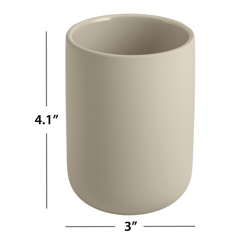 Ceramic Toothbrush Holder Tan - Modern Bathroom Accessory