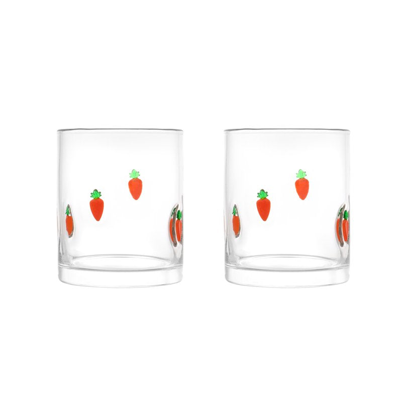 Easter Carrot Charm Drinking Glasses - 12 oz Set of 2