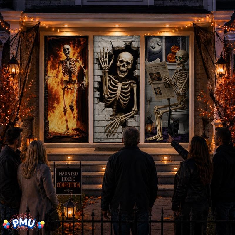 Halloween Door Cover Set - 3 Piece Spooky Halloween Decor, Pkg of 1, 8 Bundles