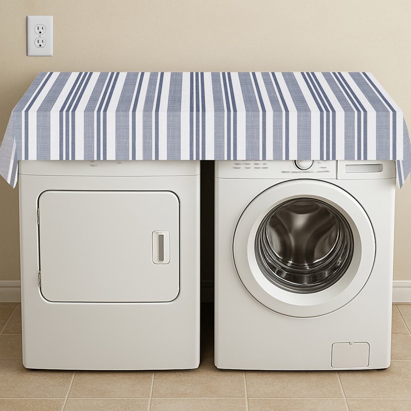Vinyl Fabric with Flannel Backing - Linen Stripe Denim Design, 60" x 72"