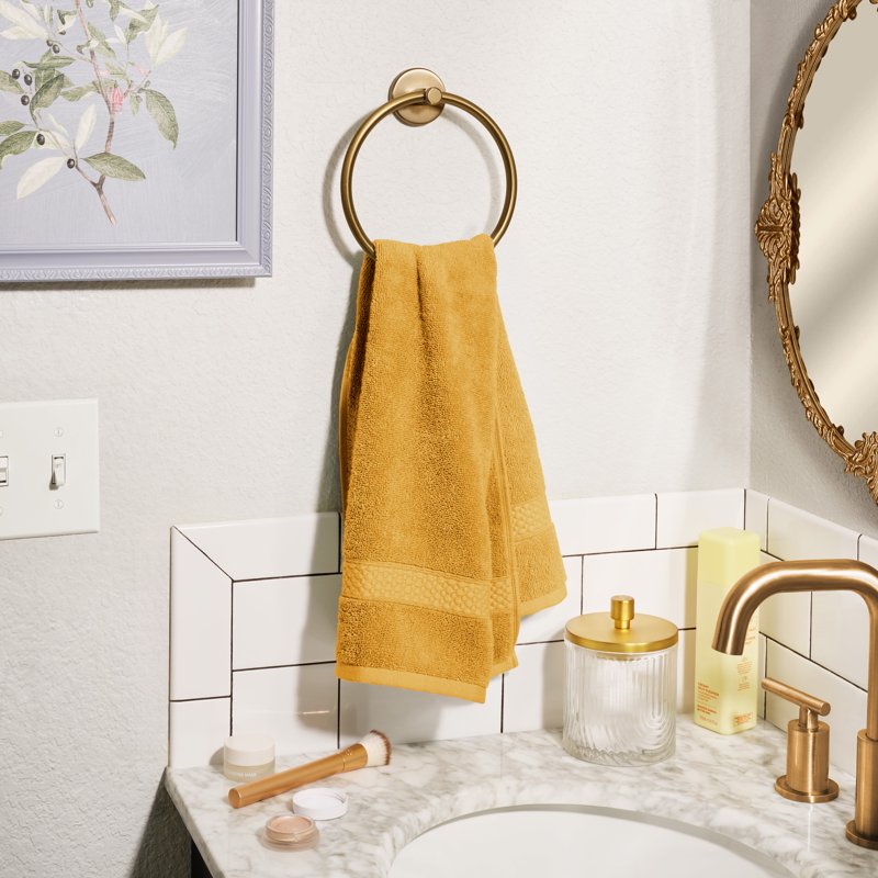 Dobby Hand Towel Amber Yellow - 100% Cotton, 28x16 inches - Beautiful by Drew Barrymore