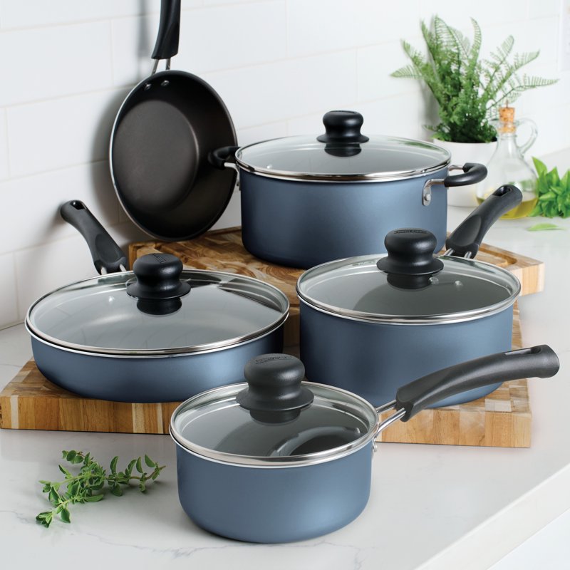 9-Piece Non-Stick Cookware Set - Blue