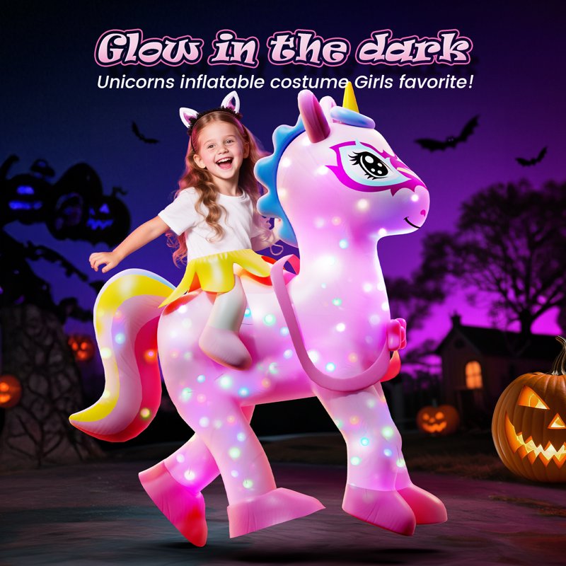 Kids Inflatable Unicorn Costume with LED Lights - Wonderstone, Size 6-10