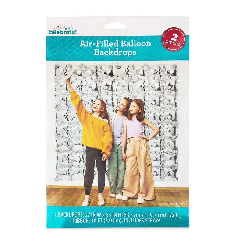 Silver Foil Balloon Backdrops - 55 Inch Party Decor Set of 2 for Weddings & Events
