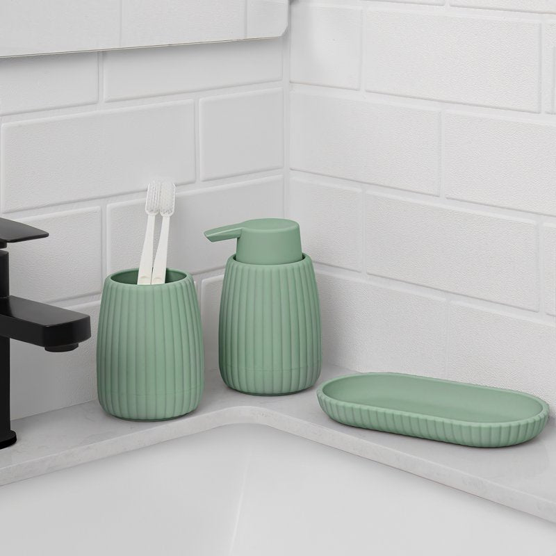Rubberized Plastic Toothbrush Holder - Green, Compact & Modern