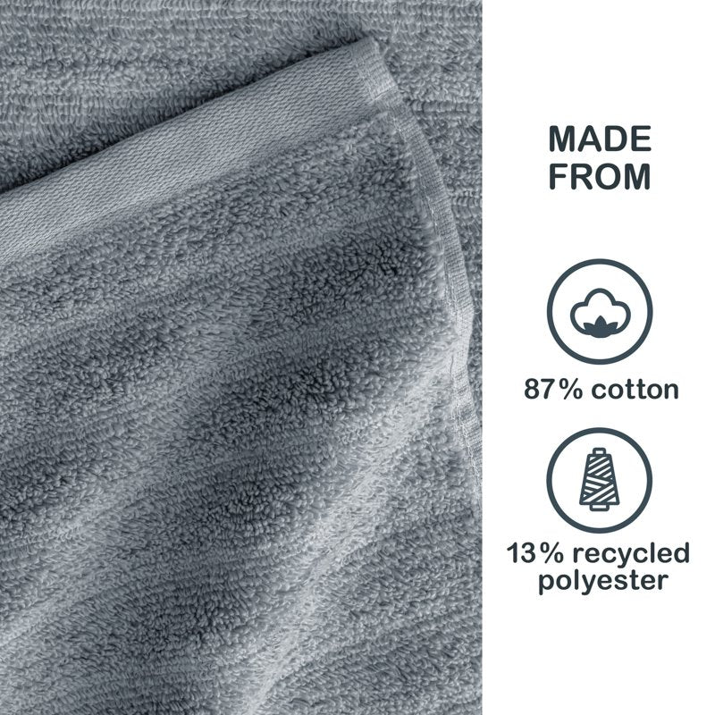 Mainstays Performance Textured Bath Towel - Grey, 54 x 30 in, Quick Dry & Fade Resistant