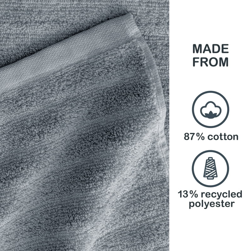 Grey 6-Piece Textured Bath Towel Set - Quick-Dry, Fade-Resistant, Soft Cotton Blend