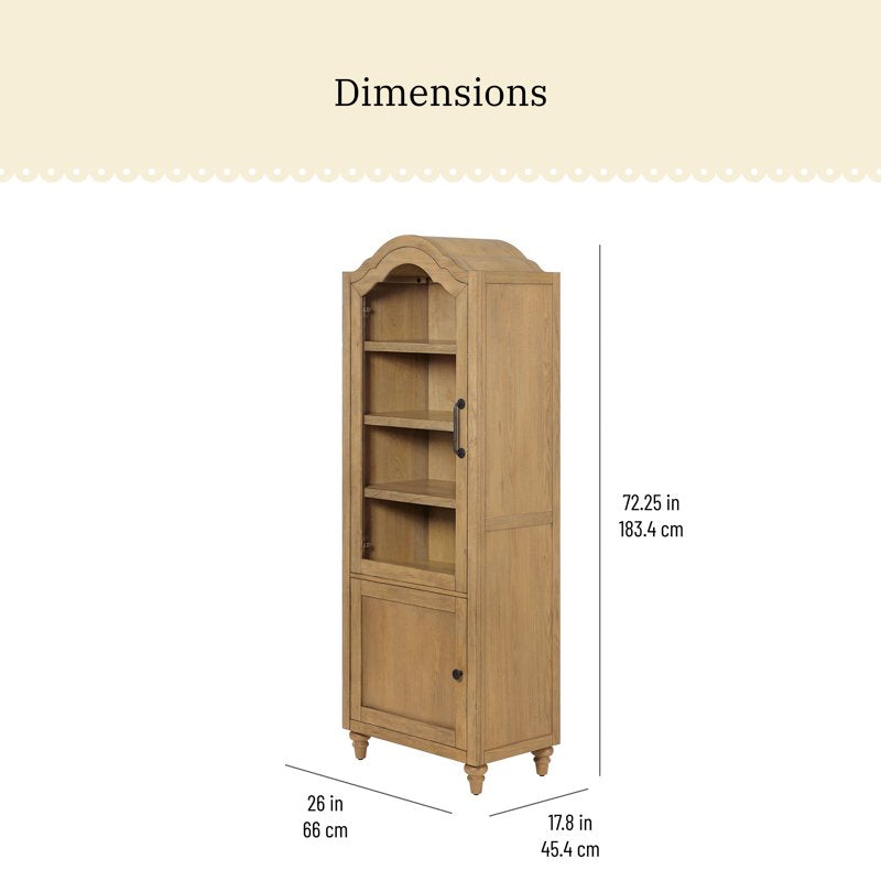 Farmhouse Dining Hutch Cabinet with Tempered Glass - Rustic Brown