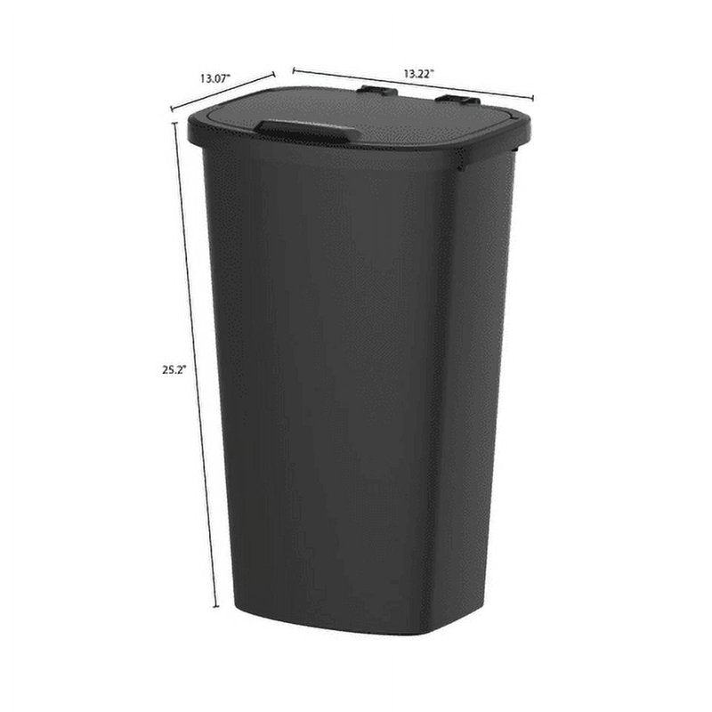 11 Gallon Plastic Kitchen Trash Can with Lift-Top Lid - Black