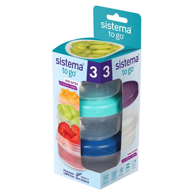 Mini Travel Snack Containers - Sistema To Go Round Mini Bites 3-Pack