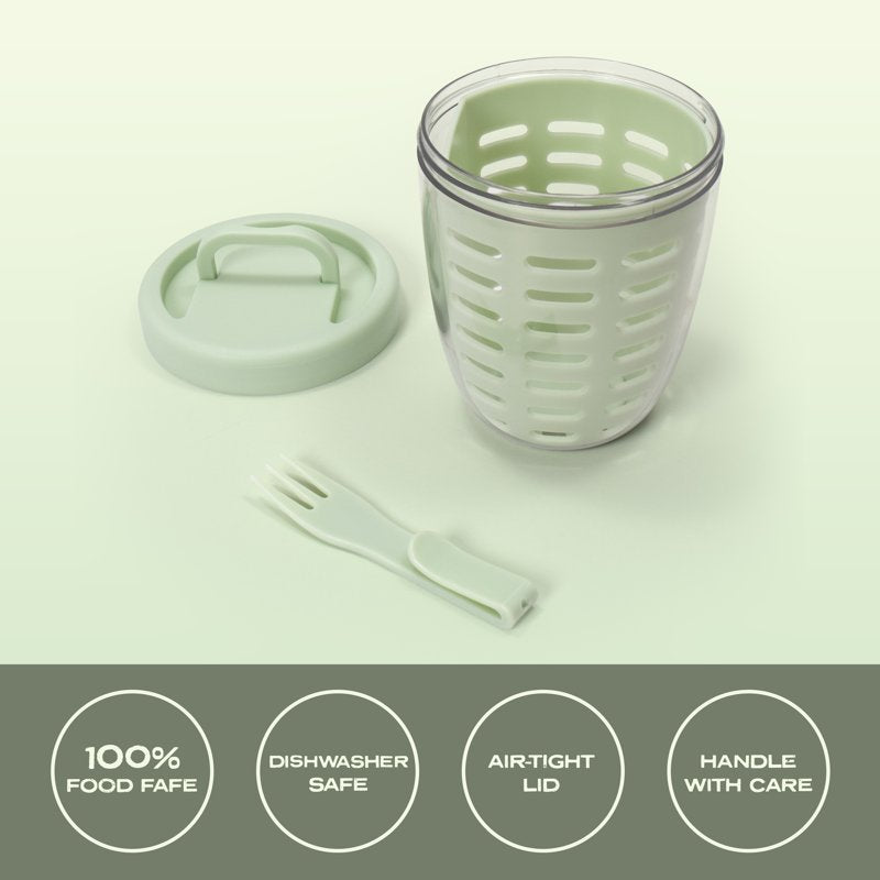 Portable Berry Cup with Removable Colander & Locking Lid - Sage