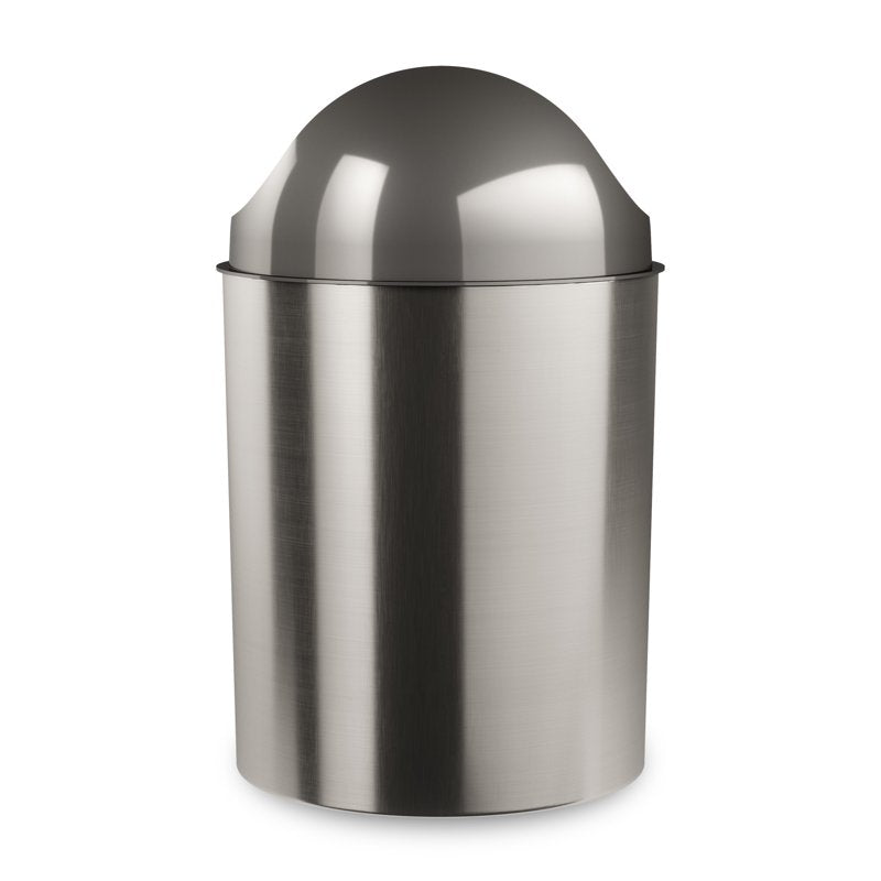2.5 Gallon Mezzo Plastic Swing Top Bathroom Trash Can - Silver