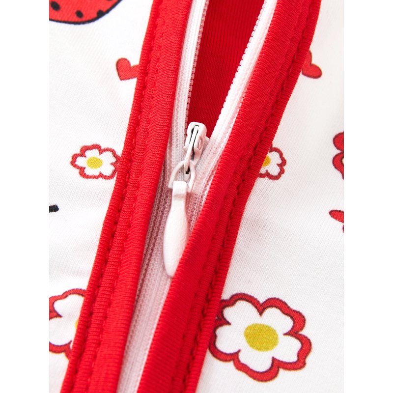 Baby Girl Pajamas 8#White Strawberry Bamboo Viscose Snug Fit Footless Sleep N Play Set 12-18 Months