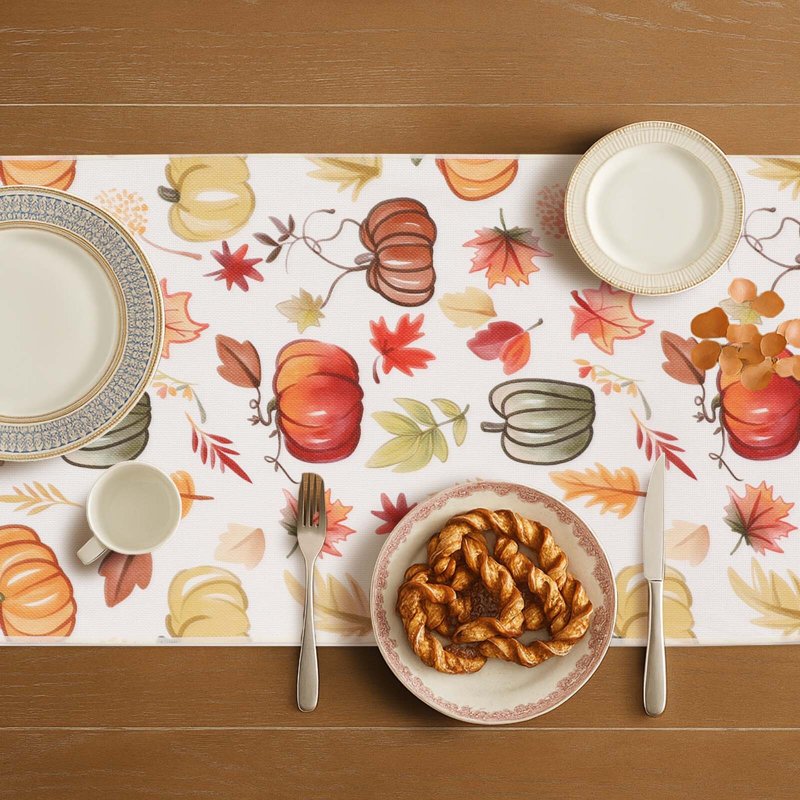 Autumn Leaves Table Runner 13x48 Inches - Fall Harvest Thanksgiving Decor