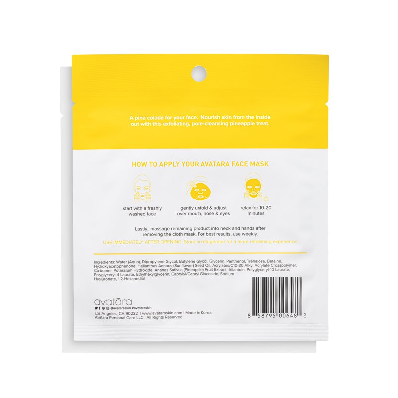 Pineapple Exfoliating Sheet Mask - 5 Pack for Smoother Skin