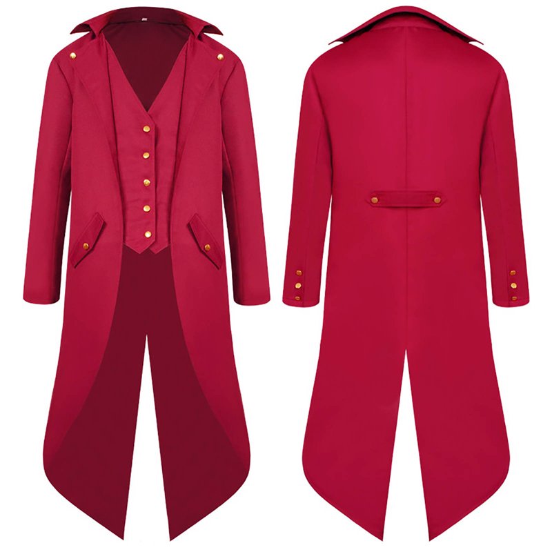 Men's Steampunk Tailcoat Halloween Costume - Red, Size S Variation
