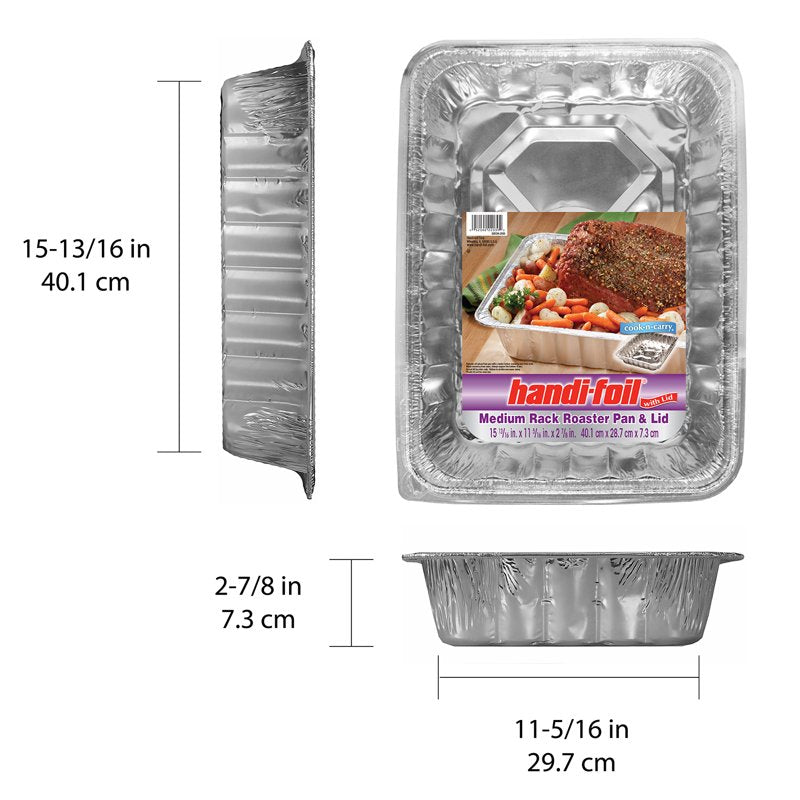 Large Aluminum Roaster Pan with Dome Lid - 2 Pack