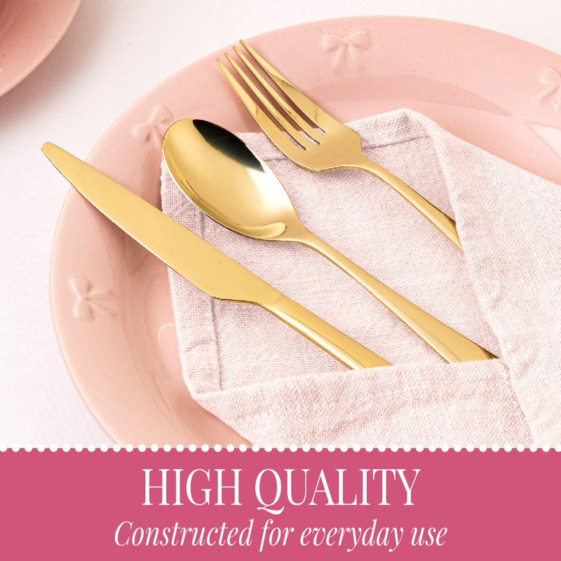 20-Piece Stainless Steel Flatware Set - Gold, Service for 4
