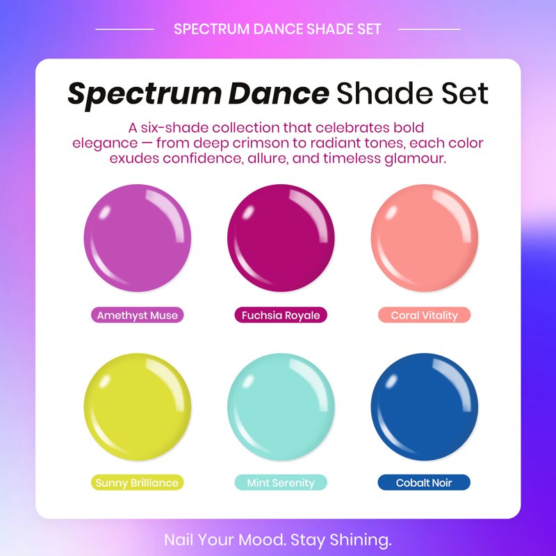 Neon Gel Nail Polish Set - 6 Vibrant Chromatique Shades, 7.5ml Each