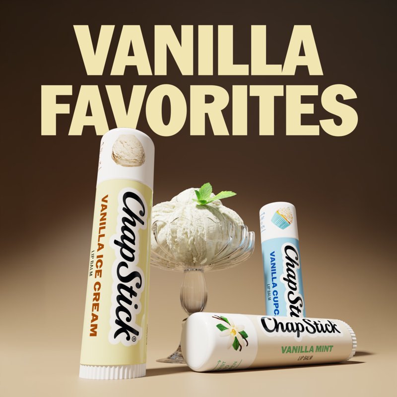 Vanilla Favorites Flavored Lip Balm Variety Pack, 3-Pack Moisturizing Sticks