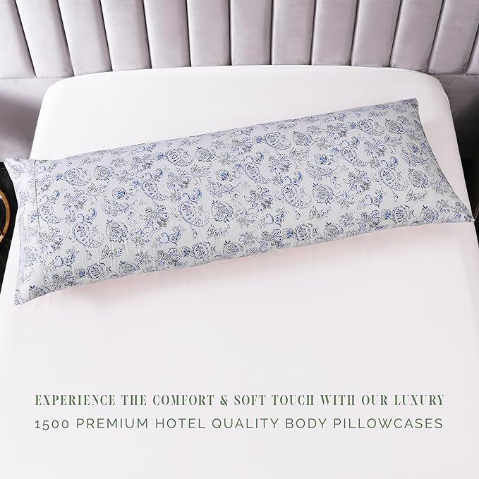 Elegant Comfort Paisley Indigo Microfiber Pillowcases Set of 2 - Hotel Quality, Wrinkle-Resistant, Soft & Durable